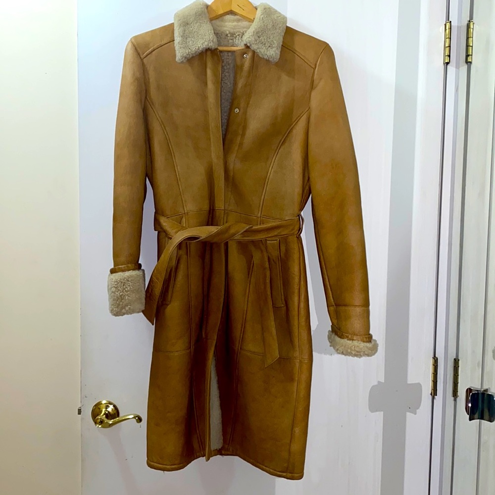 Privilego Tan Shearling Coat